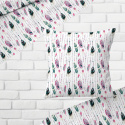 Tissu coton au métre couleur blanche plumes verte et amarante