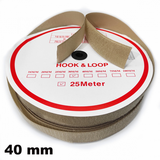 Pásek na suchý zip Háček a Smyčka set béžový 40 mm balení 25m