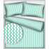 Tissu coton au métre couleur blanche zigzag menthol