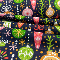 Christmas cotton fabric, by the meter, width 160 cm, Christmas ornaments on Garnet