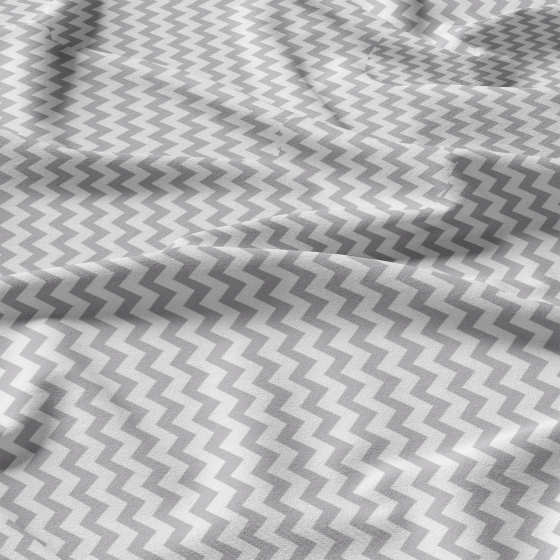 Tissu coton au métre couleur blanche zigzag gris