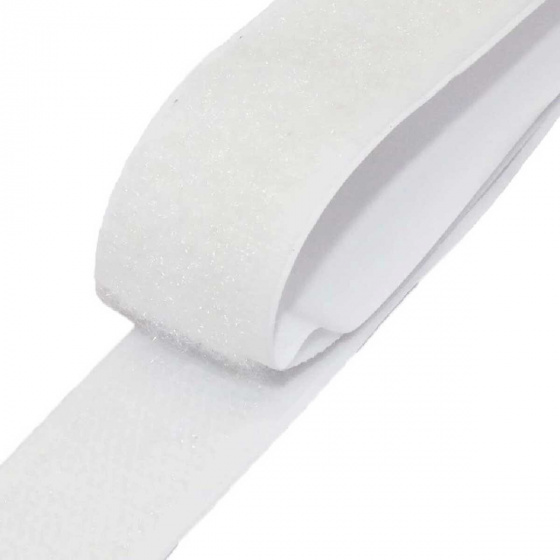 Bande adhésive auto-agrippante crochet et boucle Blanche, longueur 25 cm, largeur 100 mm