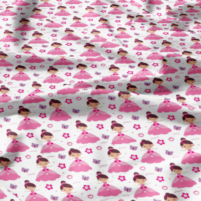 Lure de coton motif malenka rose 160 cm