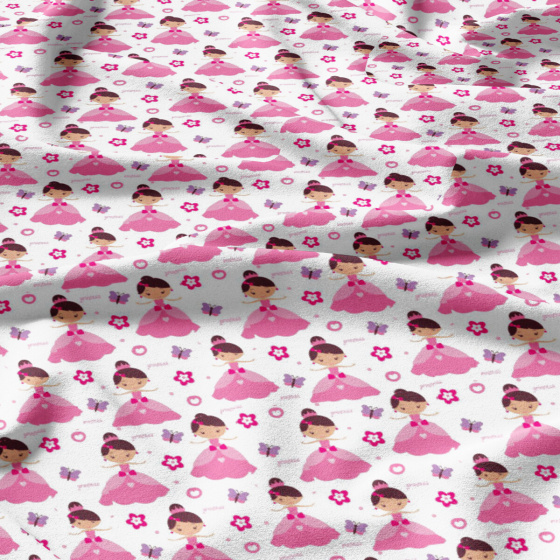 Lure de coton motif malenka rose 160 cm