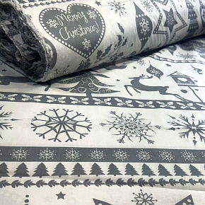 Tissus en coton de Noël au mètre, 160 cm motif Scandinave Gris