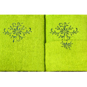 Serviette de toilette à broder en coton, éponge (3 pièces) Verte