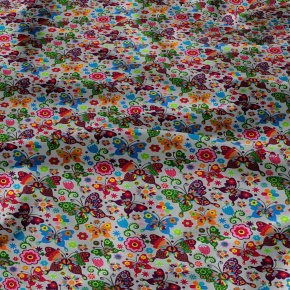 Tissu coton au métre imprimé Papillons couleur gris