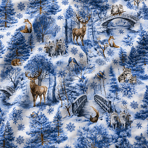 Tissus en coton de Noël au mètre, 160 cm motif Nature Bleu Tissus en coton de Noël au mètre, 160 cm motif Nature Bleu