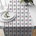 Tissu coton au métre imprimé Volants bleu et rouge sur blanche
