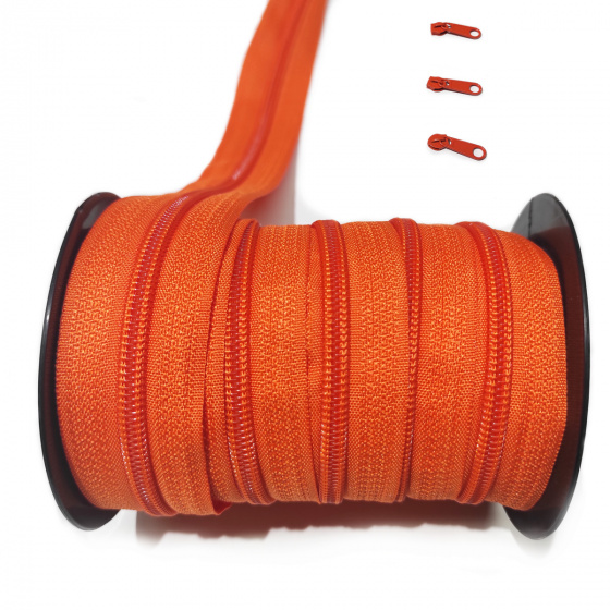 Zip spirálový pomerančový 5 mm metráž 