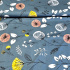 Tissu en coton au mètre, 125 g/m², largeur 160 cm, imprimé à fleurs sur fond bleu