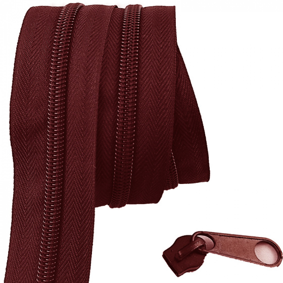 Zip spirálový bordo 5 mm metráž 