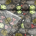 Vánoční látka, metráž 160 cm, vzor 22 barva grafitová 