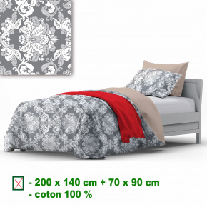 Linge de lit en coton avec fermeture, couleur Gris, 140x200 cm Linge de lit en coton avec fermeture, couleur Gris, 140x200 cm