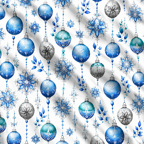 Tissus en coton de Noël au mètre, 160 cm motif Boules de Noël blanc Tissus en coton de Noël au mètre, 160 cm motif Boules de Noël blanc