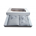 Serviette de toilette à broder en coton, éponge (3 pièces) Grise