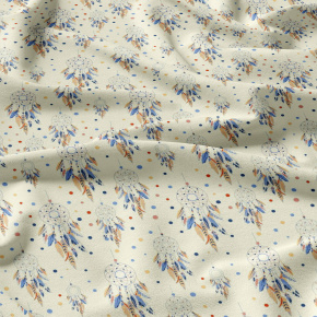 Tissu coton au métre imprimé Oriental blanc