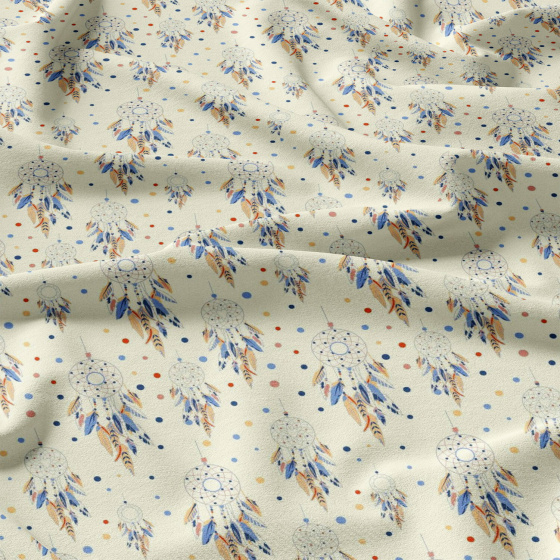 Tissu coton au métre imprimé Oriental blanc