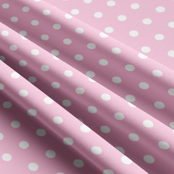 Tissu coton au métre couleur rose pois blanche 22 mm