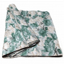 Tissu coton au métre imprimé Pionie verte Vintage sur blancher-444