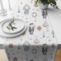 Tissu en coton motif éléphants et gouvernail sur blanc 690