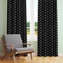 Tissu coton au mètre, 125 g/m², largeur 160 cm, imprimé Etoiles blanche et noir
