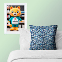 Tissu en coton uni au mètre, 125 g/m², largeur 160 cm, Triangulair bleu 2cm 