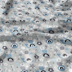 Tissu coton au métre imprimé Escargots couleur gris