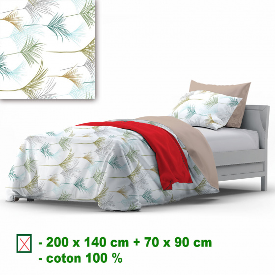 Linge de lit en coton avec fermeture, couleur Blanche, 140x200 cm
