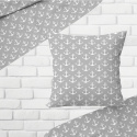 Tissu coton au métre imprimé Ancres blanche sur gris