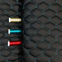 Simili cuir matelassé GEO, 540 g/m², largeur 145 cm, noir avec fil turquoise
