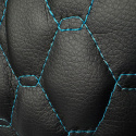 Simili cuir matelassé GEO, 540 g/m², largeur 145 cm, noir avec fil turquoise