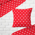 Tissu coton au métre couleur rouge coeurs mini blanche