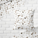 Tissu coton au métre couleur blanche coeurs maron 485