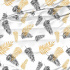 Tissu en coton au mètre, 125 g/m², largeur 160 cm, imprimé à feuilles sur fond blanc