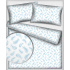 Tissu coton au métre couleur blanche plumes bleu  