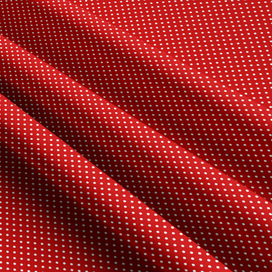 Tissu coton au métre couleur rouge pois blanche 2 mm