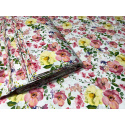 Tissu de coton de Fleur de Pommier sur blanche