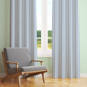 Tissu coton au métre couleur blanche zigzag bleu