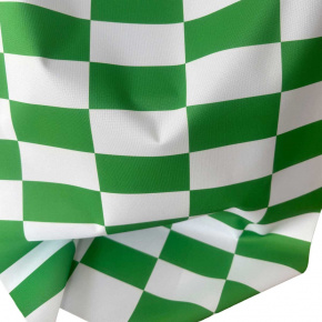 Tissu d'extérieur, déperlant pour transats et hamacs de jardin, Blanc-Verte Claire Damier 5x10 cm