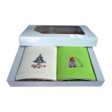 Serviette de toilette à broder en coton, éponge (2 pièces) Verte et Ecru
