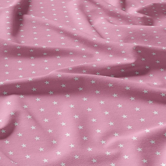 Tissu coton au mètre, 125 g/m², largeur 160 cm, imprimé Etoiles rose        