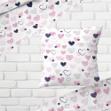 Tissu coton au métre couleur blanche coeurs rose 