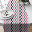 Tissu coton au métre couleur blanche zigzag multi rose