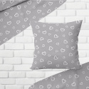 Tissu coton au métre couleur gris coeurs blanche 373
