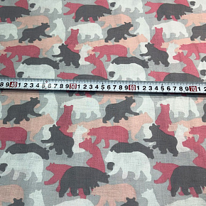Tissu coton au métre imprimé Ourses couleur gris