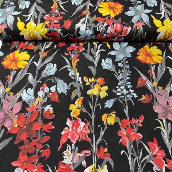 Bavlněná látka Pole černé plátno