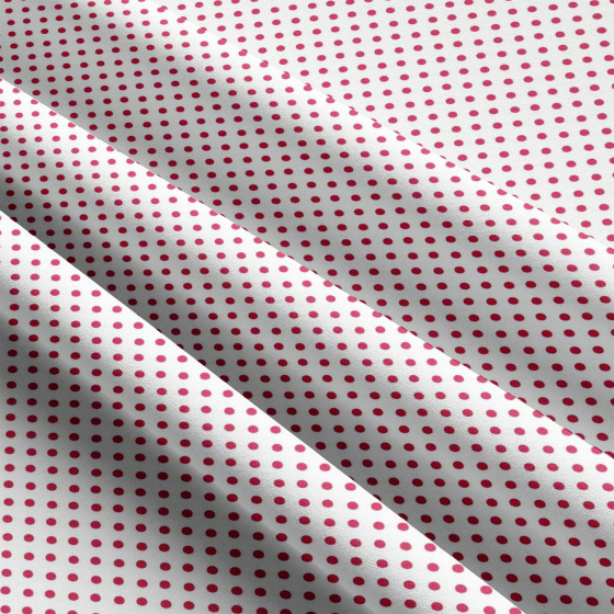 Tissu coton au métre couleur blanche pois amarante 3 mm