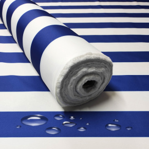 Tissu imperméable PREMIUM à rayures bleues et blanches, polyester PU, 190 g/m², largeur 160 cm