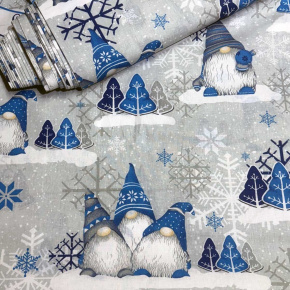 Tissus en coton de Noël au mètre, 160 cm motif Noël 24 bleu